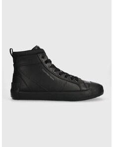 Πάνινα παπούτσια Calvin Klein Jeans VULCANIZED MID LACEUP MIX IN UC χρώμα: μαύρο, YM0YM00900