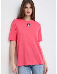 Βαμβακερό μπλουζάκι Patrizia Pepe γυναικεία, χρώμα: ροζ