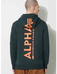 Μπλούζα Alpha Industries χρώμα πράσινο, με κουκούλα