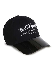Παιδικό βαμβακερό καπέλο μπέιζμπολ Karl Lagerfeld χρώμα: μαύρο