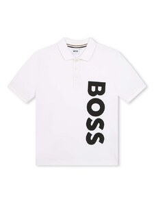 Παιδικά βαμβακερά μπλουζάκια πόλο BOSS χρώμα: άσπρο