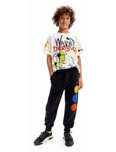 Παιδικό βαμβακερό παντελόνι Desigual χρώμα: μαύρο