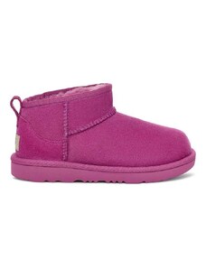 Μπότες χιονιού σουέτ για παιδιά UGG KIDS CLASSIC ULTRA MINI χρώμα: μοβ