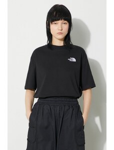 Βαμβακερό μπλουζάκι The North Face W S/S Essential Oversize Tee γυναικείο, χρώμα: μαύρο, NF0A87NQJK31