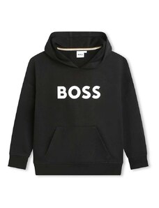 Παιδική μπλούζα BOSS χρώμα: μαύρο, με κουκούλα