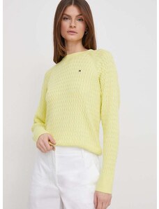 Βαμβακερό πουλόβερ Tommy Hilfiger χρώμα: κίτρινο