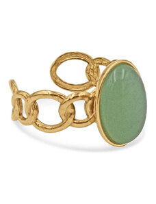QueenBee Δαχτυλίδι Χρυσό με Πράσινη Πέτρα