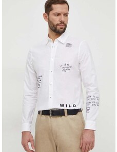 Βαμβακερό πουκάμισο Desigual ανδρικό, χρώμα: μπεζ