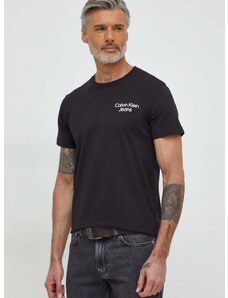 Βαμβακερό μπλουζάκι Calvin Klein Jeans ανδρικά, χρώμα: μαύρο