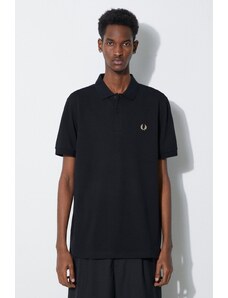 Βαμβακερό μπλουζάκι πόλο Fred Perry Plain Shirt χρώμα: μαύρο, M6000.U78