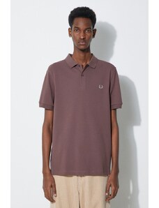 Βαμβακερό μπλουζάκι πόλο Fred Perry Plain Shirt χρώμα: καφέ, M6000.U85