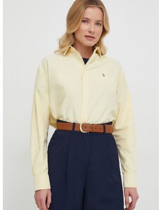 Βαμβακερό πουκάμισο Polo Ralph Lauren χρώμα: κίτρινο
