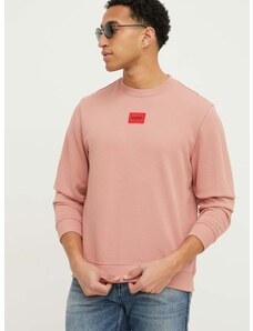 Βαμβακερή μπλούζα HUGO χρώμα: ροζ, 50447964