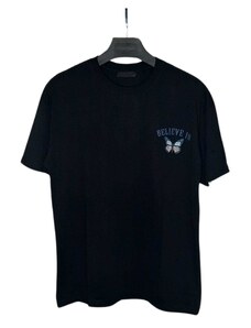 Vactive Unisex Oversize T-shirt με τύπωμα Believe in love μαύρο - XXLarge