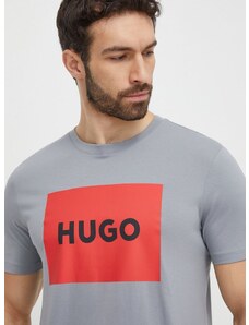 Βαμβακερό μπλουζάκι HUGO χρώμα: γκρι