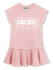 Παιδικό βαμβακερό φόρεμα Kenzo Kids χρώμα: ροζ