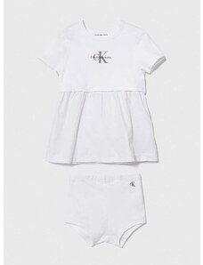 Φόρεμα μωρού Calvin Klein Jeans χρώμα: άσπρο