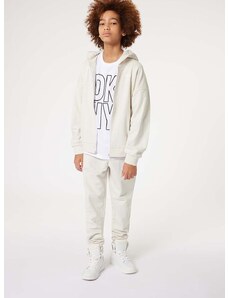Παιδική βαμβακερή μπλούζα DKNY χρώμα: άσπρο, με κουκούλα