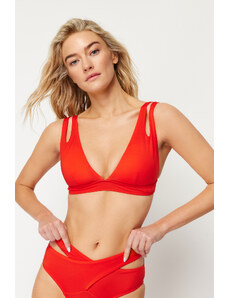 Trendyol Red Triangle Cut Out/Windowed Bikini Top