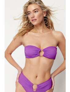 Trendyol Purple Strapless Accessory Bikini Top