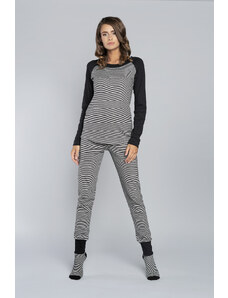 Italian Fashion Women's pajamas Sana long sleeves, long pants - melange-black/black