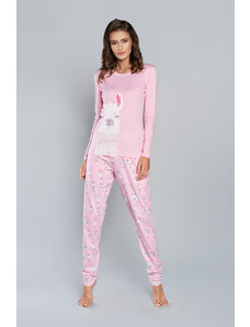 Italian Fashion Peruvian long sleeve pyjamas, long pants - pink/pink print