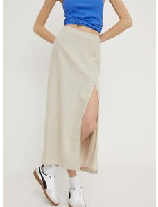 Λινή φούστα Hollister Co. χρώμα: μπεζ