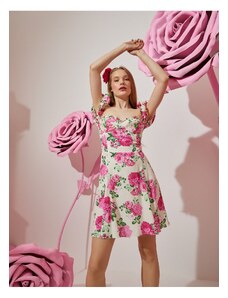 Koton Rachel Araz X - Αγαπημένος Λαιμόκοψη Μπαλόνι Μανίκι Μίνι φόρεμα