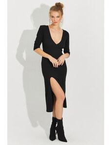 Cool & Sexy Γυναικεία Μαύρη Σχισμή Camisole Midi φόρεμα Yi2497