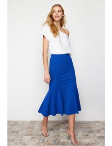 Trendyol Saks Midi Pleated Stretchy Knitted Skirt