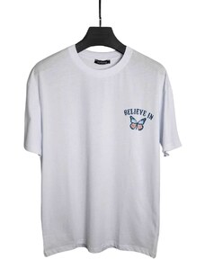 Vactive Unisex Oversize T-shirt με τύπωμα Believe in love λευκό - Small