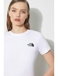 Βαμβακερό μπλουζάκι The North Face W S/S Redbox Slim Tee γυναικείο, χρώμα: άσπρο, NF0A87NMFN41