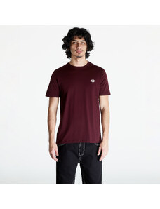 Ανδρικά μπλουζάκια FRED PERRY Crew Neck T-Shirt Oxblood/ Ecru
