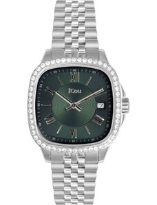 JCOU Belize Crystals - JU19072-1, Silver case with Stainless Steel Bracelet