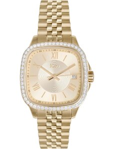 JCOU Belize Crystals - JU19072-3, Gold case with Stainless Steel Bracelet