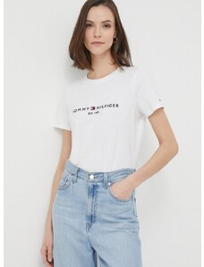 Βαμβακερό μπλουζάκι Tommy Hilfiger χρώμα: άσπρο