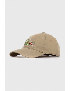 Βαμβακερό καπέλο του μπέιζμπολ Lacoste χρώμα καφέ RK9871