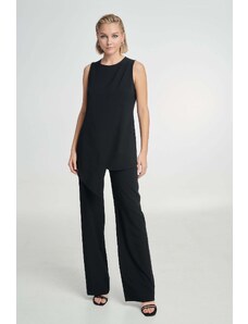 Dejavu Σετ μαύρο που αποτελείται από παντελόνι και μακρια ασύμμετρη μπλούζα