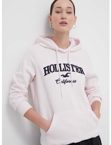 Μπλούζα Hollister Co. χρώμα: ροζ, με κουκούλα