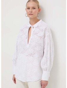 Βαμβακερή μπλούζα Silvian Heach γυναικεία, χρώμα: άσπρο