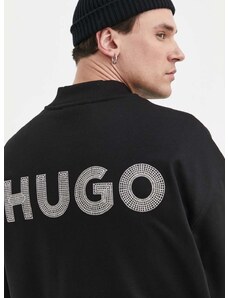 Βαμβακερή μπλούζα HUGO χρώμα: μαύρο