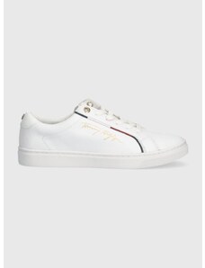 Δερμάτινα αθλητικά παπούτσια Tommy Hilfiger TH SIGNATURE SNEAKER χρώμα: άσπρο, FW0FW06322