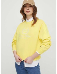 Βαμβακερή μπλούζα Tommy Hilfiger γυναικεία, χρώμα: κίτρινο