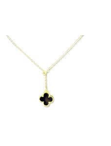 Γυναικείο κολιέ 20cm από Ασήμι 925 σε Χρυσό χρώμα με έναν Σταυρό σε Μαύρο χρώμα - OEM