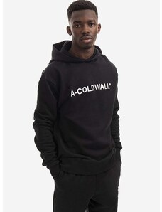 Βαμβακερή μπλούζα A-COLD-WALL* Essential Logo Hoodie χρώμα: μαύρο, με κουκούλα