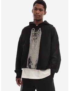 Βαμβακερή μπλούζα A-COLD-WALL* Plaster Hoodie χρώμα: μαύρο, με κουκούλα