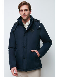 River Club Men's Navy Blue Camouflage Hooded Water And Windproof Winter Coat & Parka