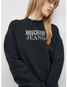 Βαμβακερή μπλούζα Moschino Jeans γυναικεία, χρώμα: μαύρο