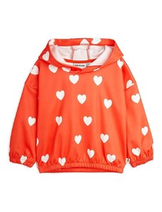 Παιδική μπλούζα Mini Rodini Hearts χρώμα: κόκκινο, με κουκούλα 0