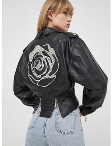 Δερμάτινο jacket Blugirl Blumarine γυναικεία, χρώμα: μαύρο